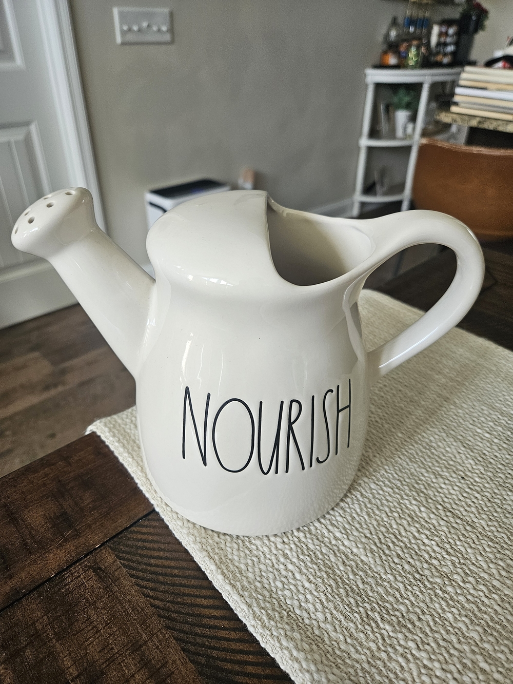 Rae Dunn Nourish Ceramic Watering Can - Cream